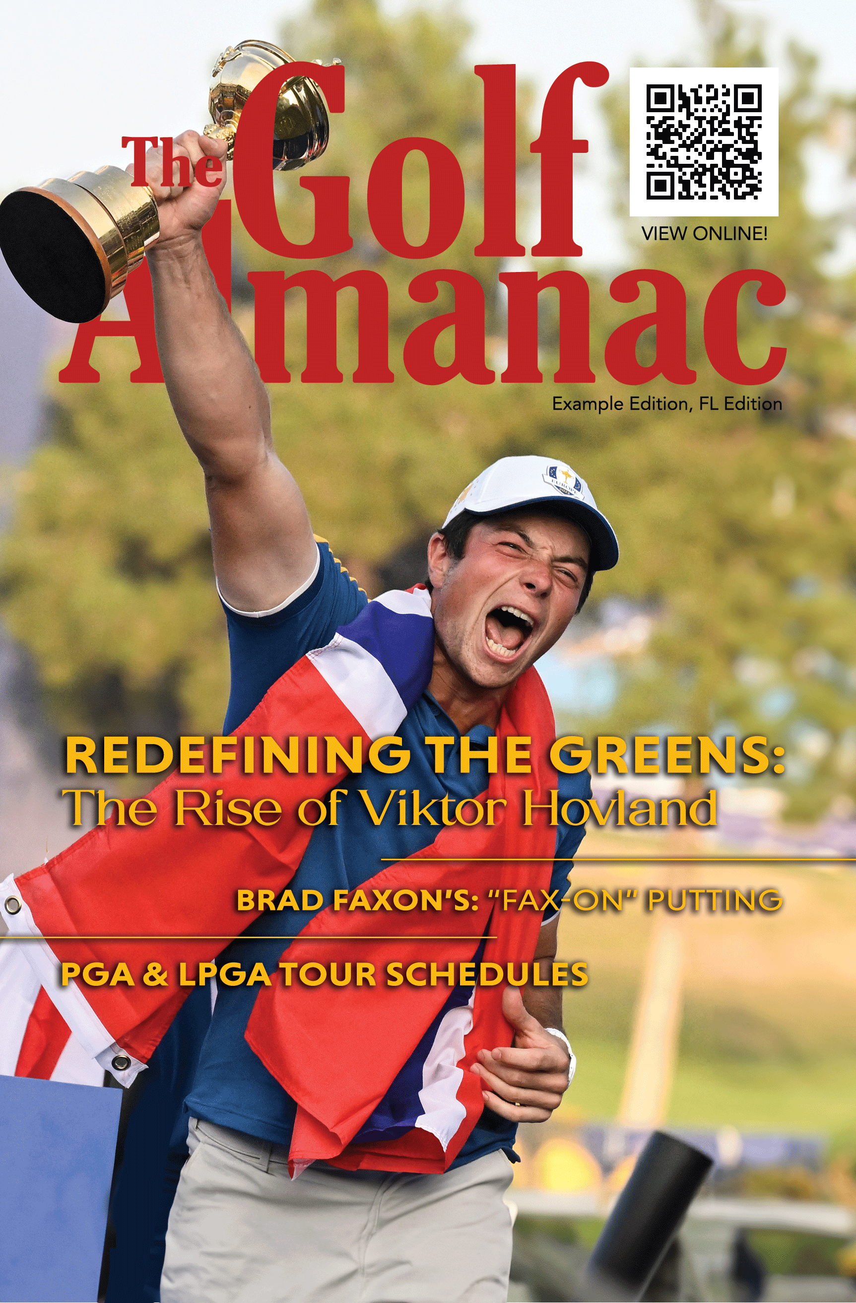 The Golf Almanac cover featuring Viktor Hovland, Redefining the Greens